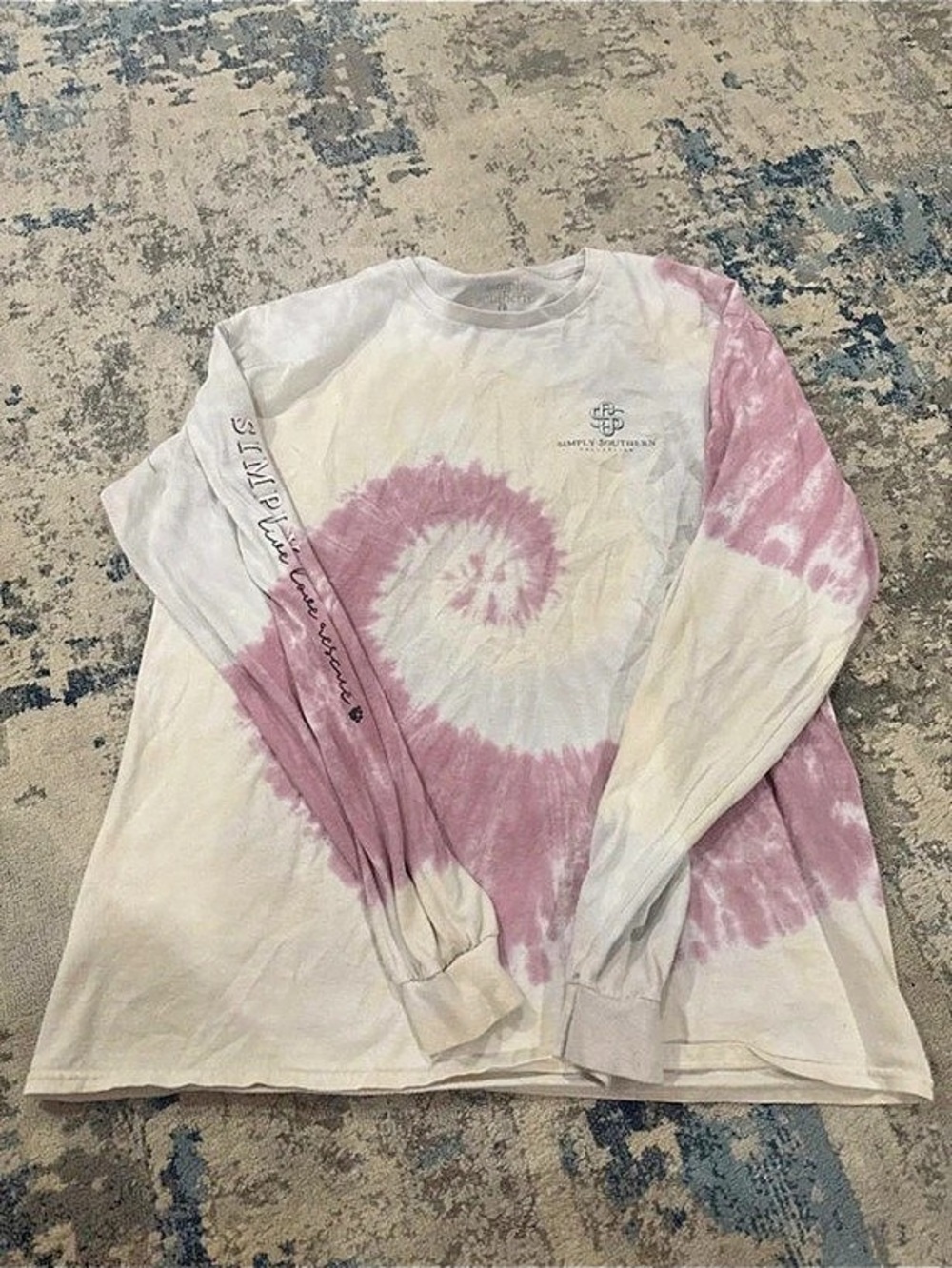 Simply Southern Dog Kisses Can Cure Anything Tie Dye Long Sleeve Tee Top Large